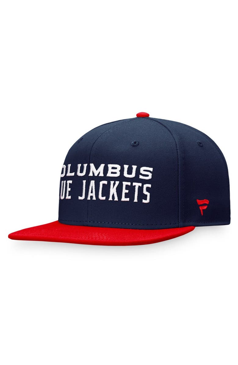 FANATICS Men's Fanatics Branded Navy/Red Columbus Blue Jackets Iconic Color Blocked Snapback Hat, Alternate, color, Navy