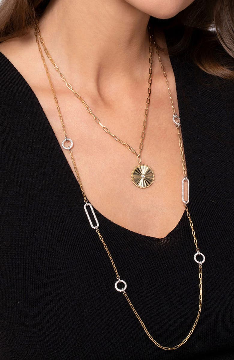 Gabriel & Co. Bujukan Textured Diamond Medallion Pendant Necklace, Alternate, color, Gold