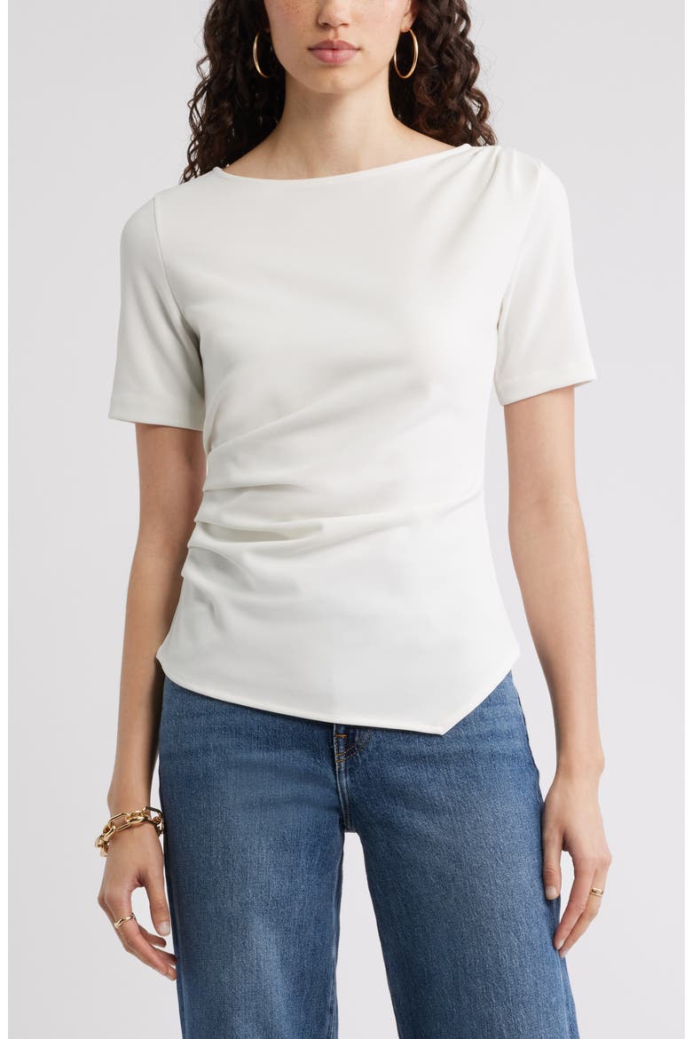Asymmetric Gathered Tee, Main, color, IVORY TOFU