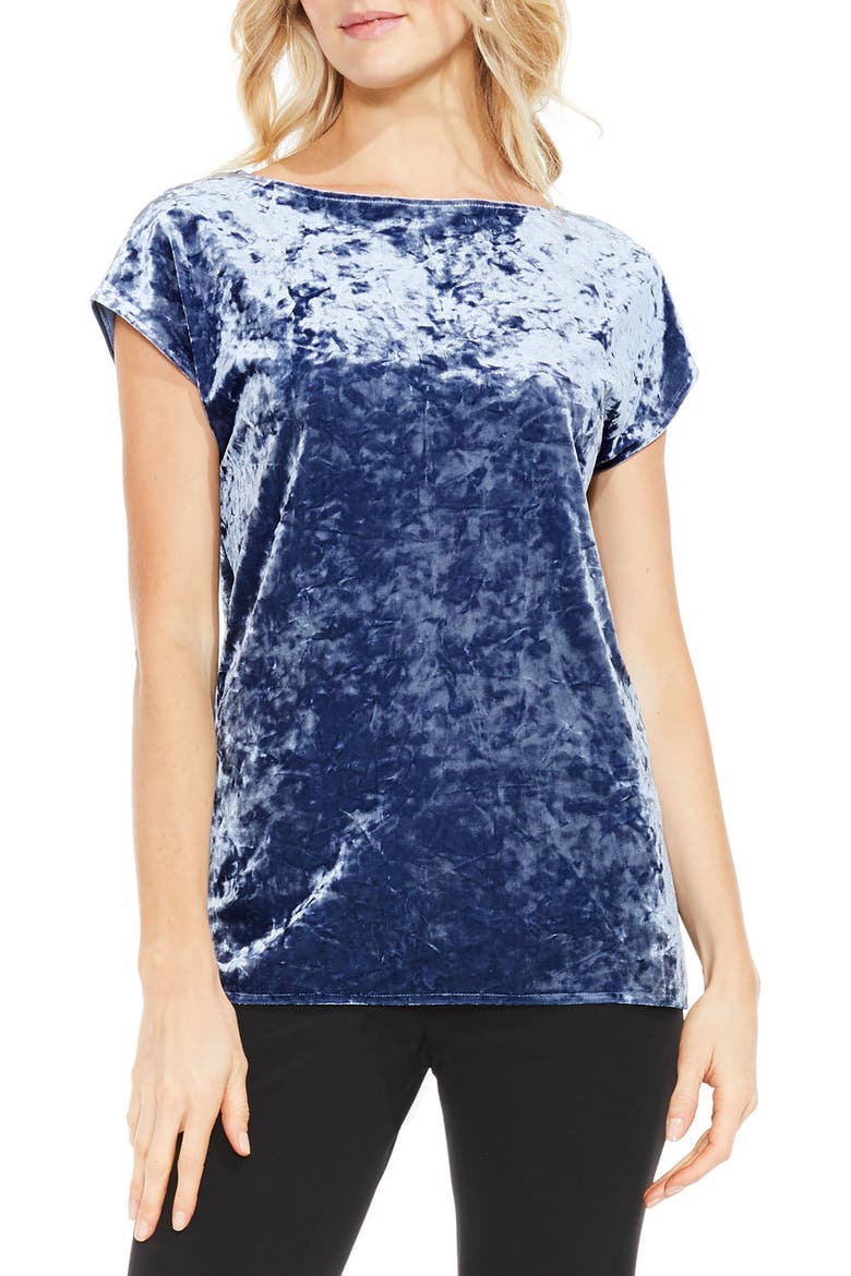 Crushed Velvet Knit Tee, Main, color, BASE BLUE