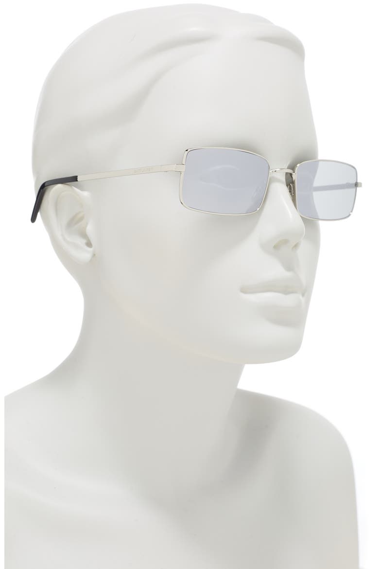56mm Rectangle Sunglasses, Alternate, color, SILVER SILVER SILVER