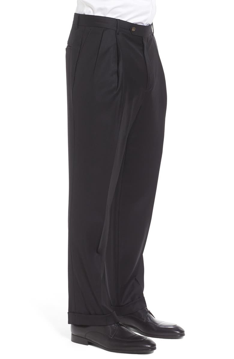 Berle Super 130s Gabardine Pleated Trousers, Alternate, color, 