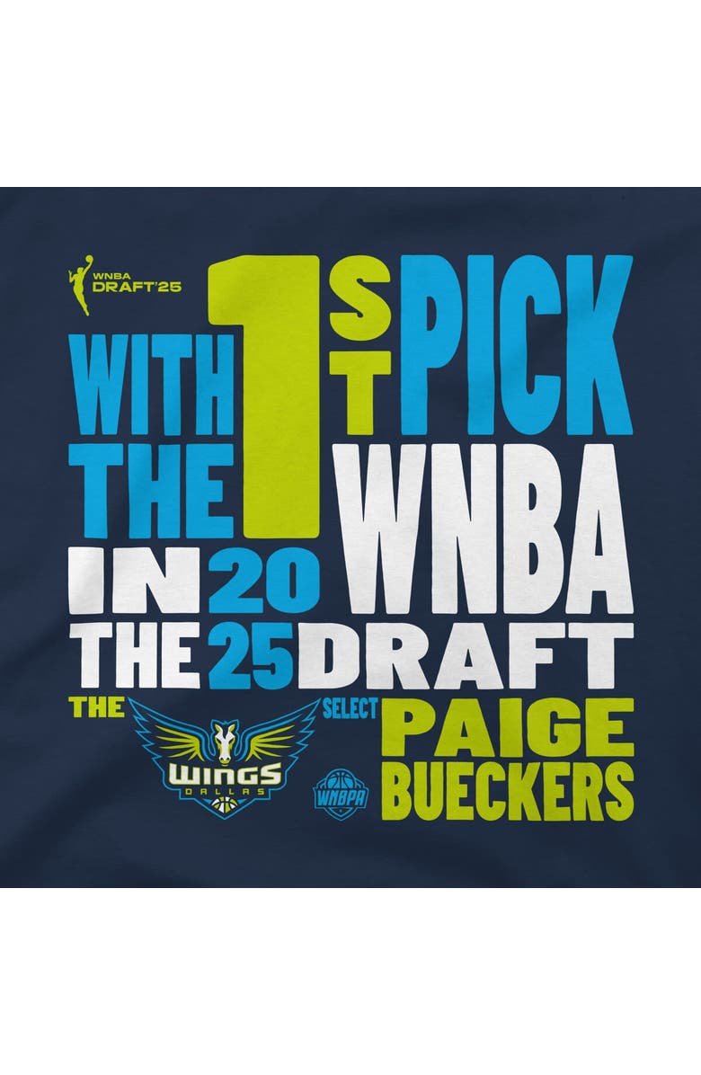 Stadium Essentials Unisex Stadium Essentials Paige Bueckers Navy Dallas Wings 2025 WNBA Draft 1st Overall Pick Verbiage T-Shirt, Alternate, color, 