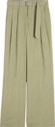 Dries Van Noten Preaches Belted Pleated Wide Leg Linen Blend Pants