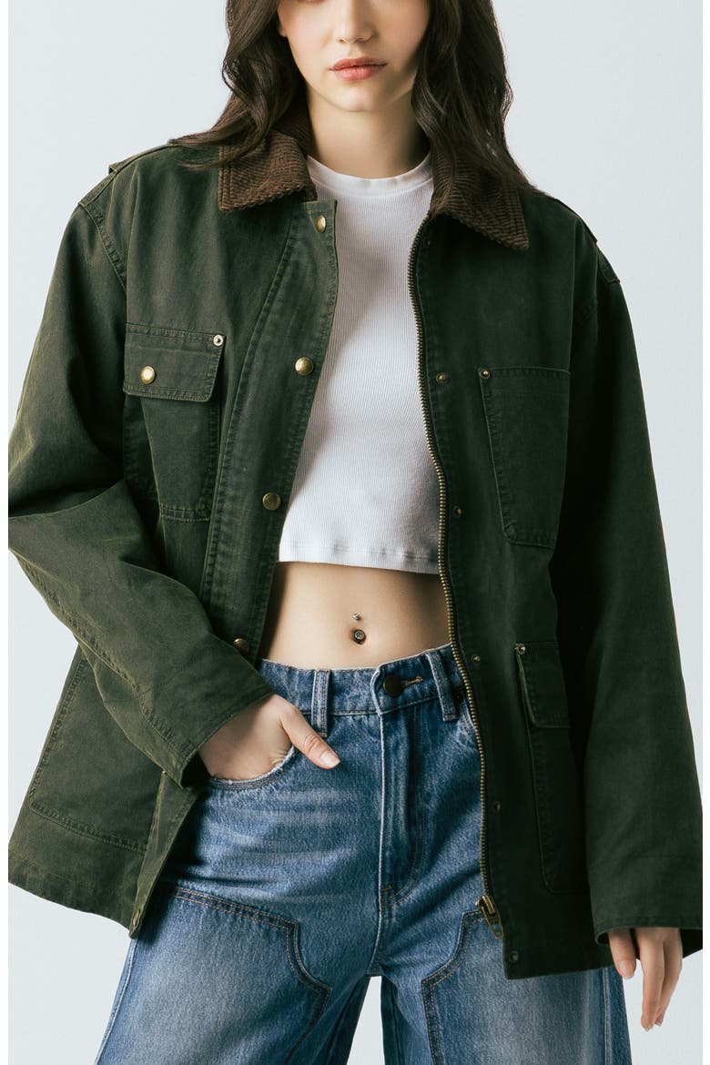 Waxed Cotton Blend Barn Jacket, Main, color, CATCHING A BREAK