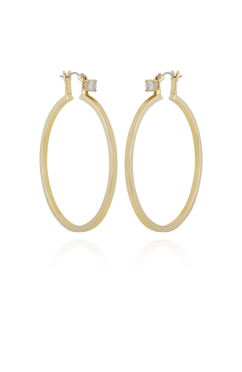 Vince Camuto Cubic Zirconia Post Hoop Earrings, Main, color, 14K Gold Plated