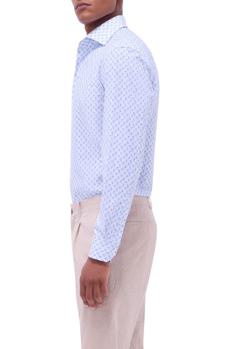 Bugatchi Devon OoohCotton<sup>®</sup> Paisley Button-Up Shirt, Alternate, color, Ice