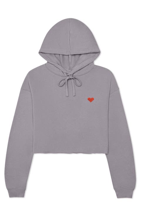 Pixel Heart Cropped Hoodie