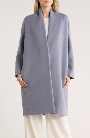Vince Collarless Wool Blend Longline Coat | Nordstromrack