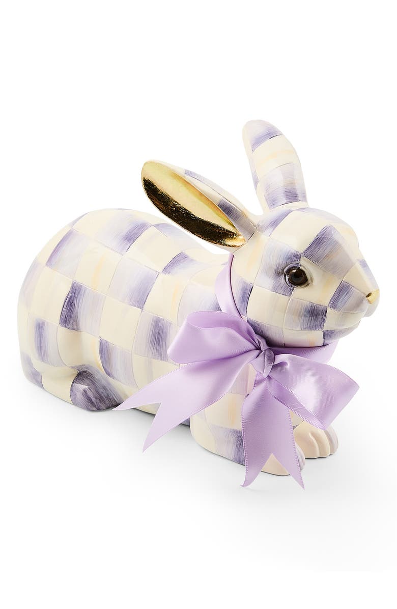 MACKENZIE CHILDS Violet Check Resting Bunny, Main, color, Purple