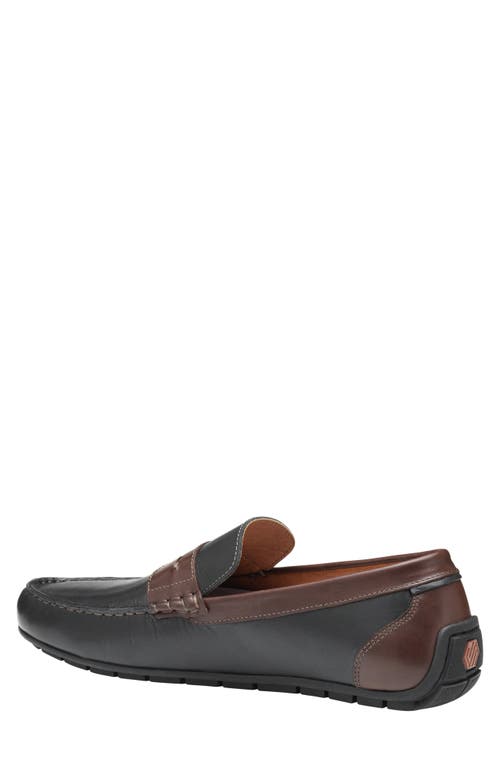 Johnston & Murphy Beck Penny Loafer In Black/mahogany Full Grain