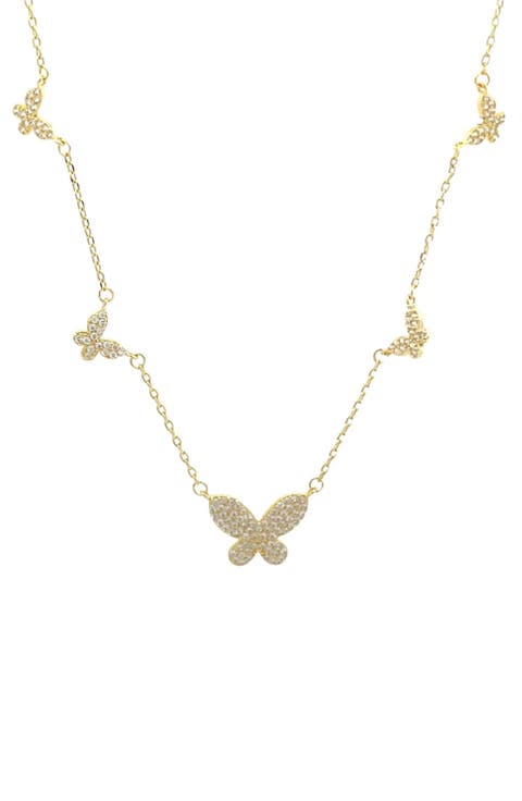 Pavé Butterfly Station Necklace