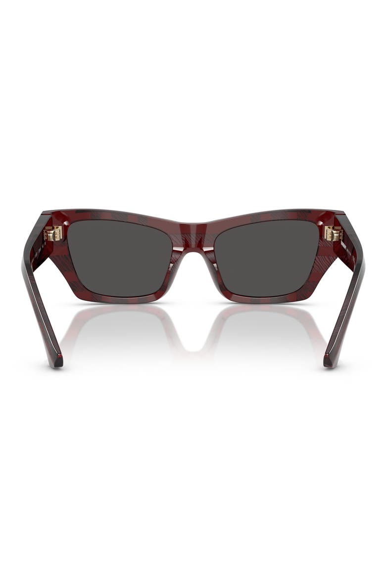 52mm Cat Eye Sunglasses, Alternate, color, RED CHECK/ DARK GREY