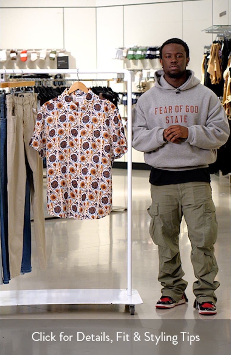 Riviera Slim Fit Floral Short Sleeve Linen Button-Down Shirt, sales video thumbnail