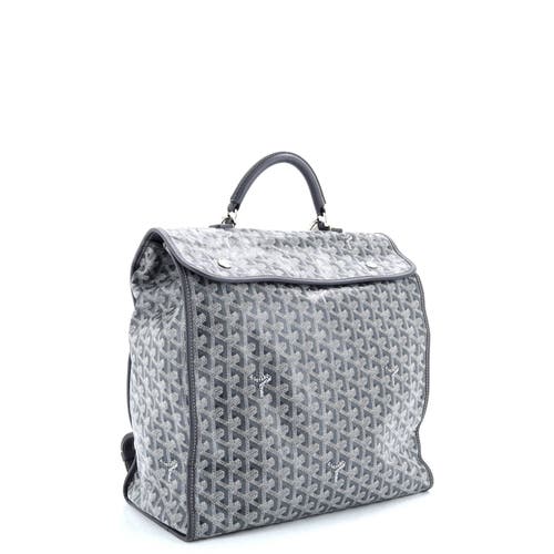 Pre-owned Goyard Goyard Saint Leger Briefcase Backpack Coated Canvas In Gray