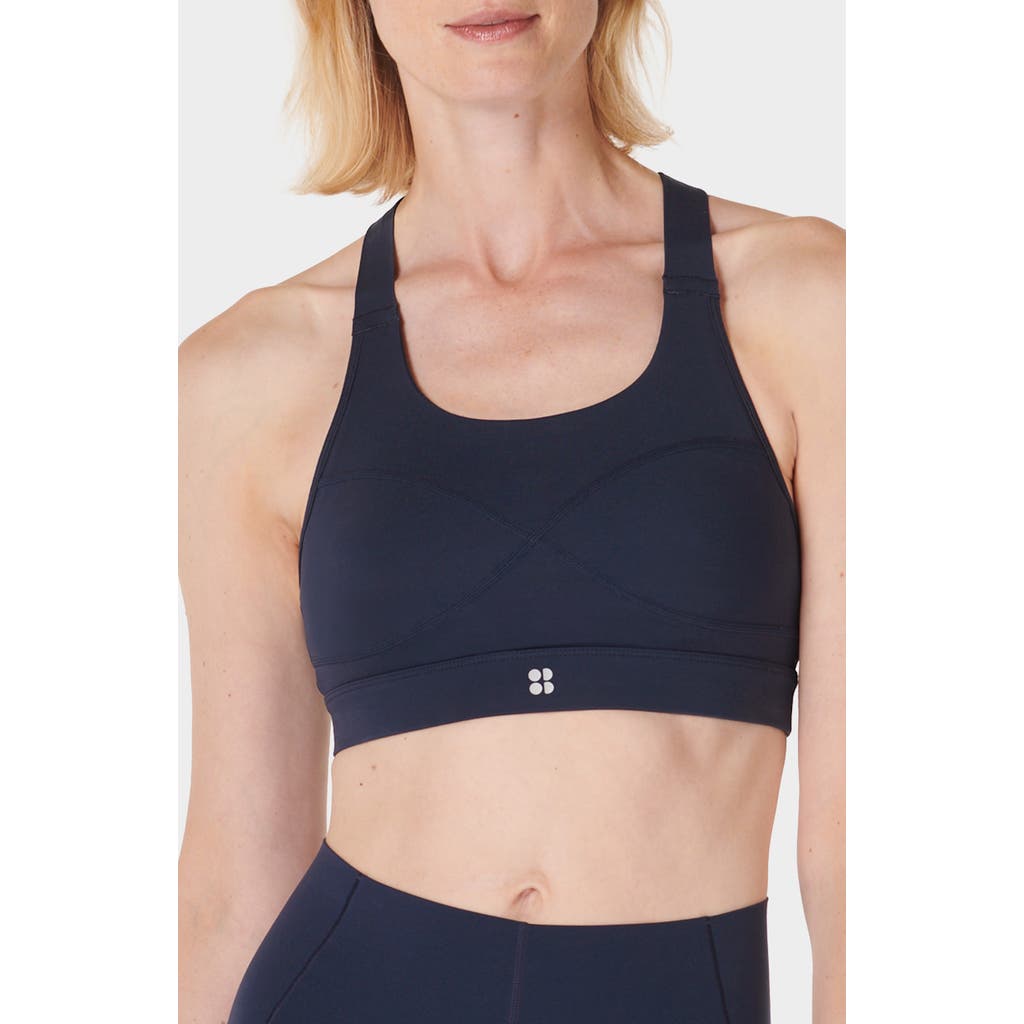 Shop Sweaty Betty Power Medium Impact Sports Bra In Navy Blue