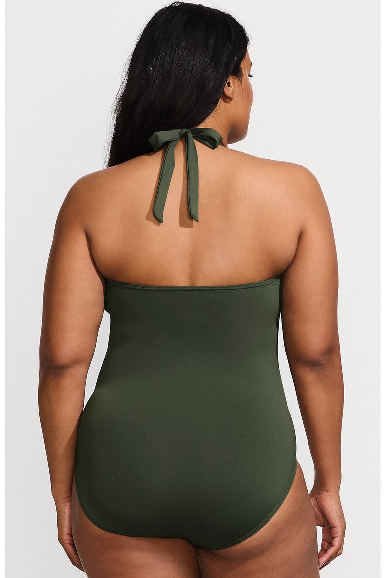 Sculpting Suit Plunge Halter High Leg One Piece Swimsuit, Alternate, color, Rich Olive Green