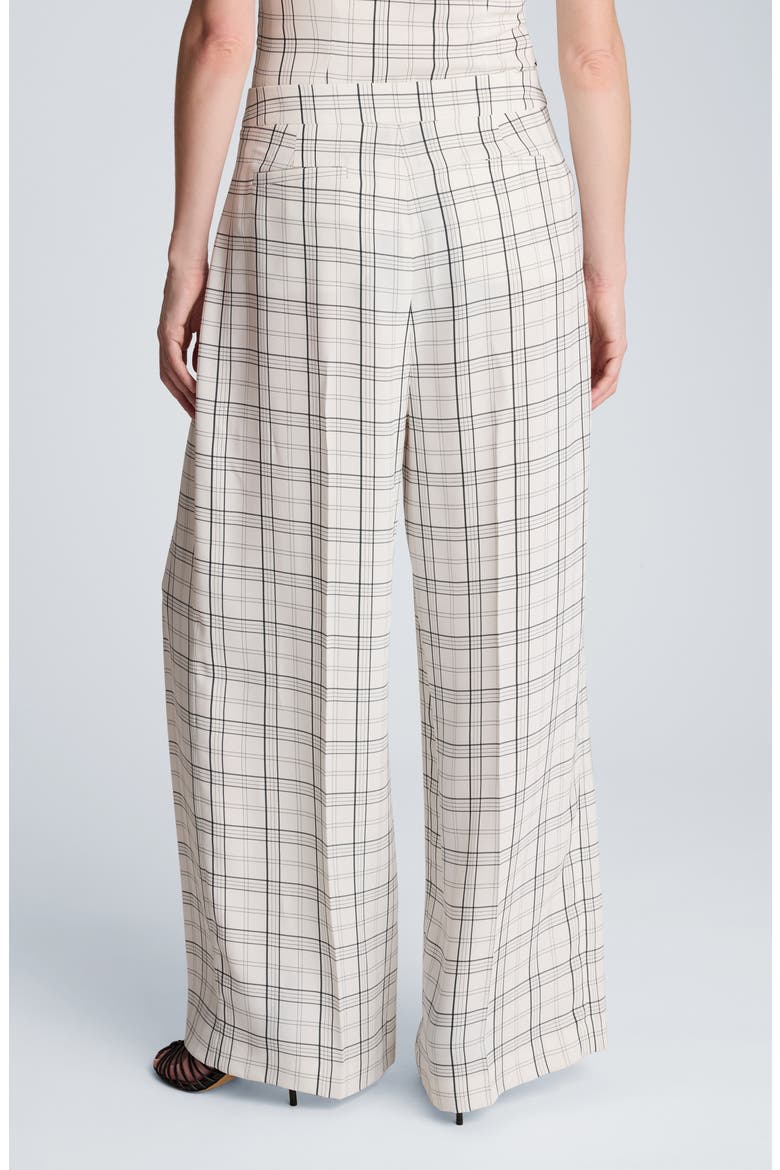 Plaid High Waist Triple Pleat Wide Leg Pants, Alternate, color, FEATHER WHITE/ BLACK