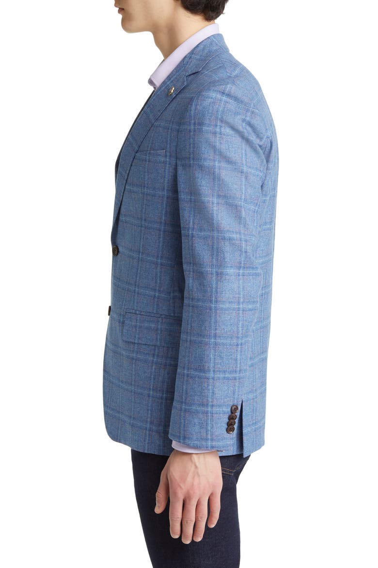 Karl Slim Fit Soft Construction Plaid Wool Blend Sport Coat, Alternate, color, LIGHT BLUE