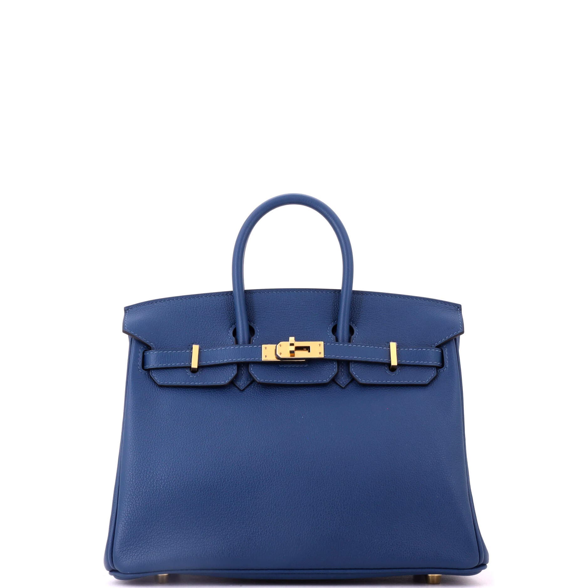 Birkin Handbag Blue Novillo with Gold Hardware 25, Main, color, Blue