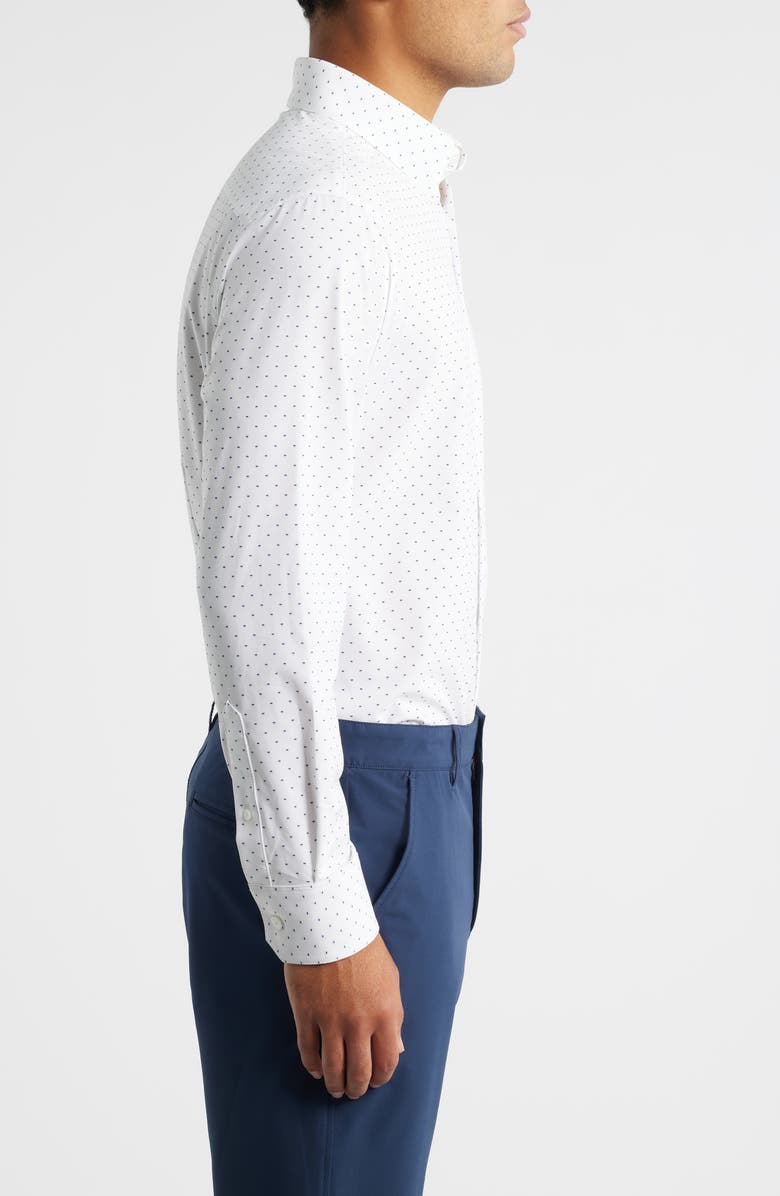 Mizzen+Main Leeward Trim Fit Geo Dot Performance Button-Up Shirt, Alternate, color, Navy Stacked Geo