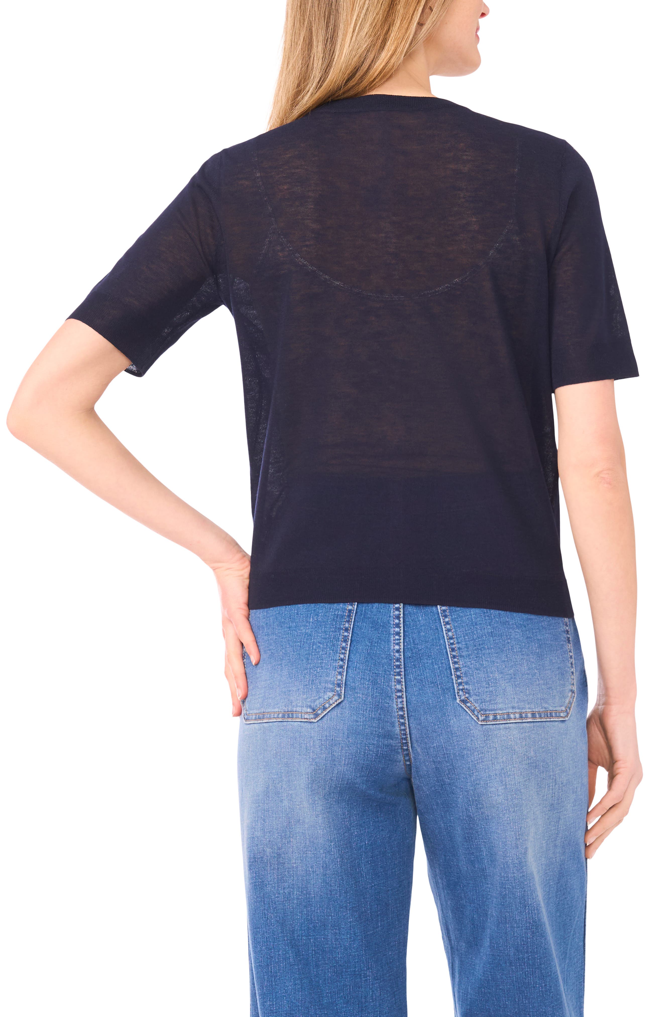 Sheer Short Sleeve Cardigan - image 2