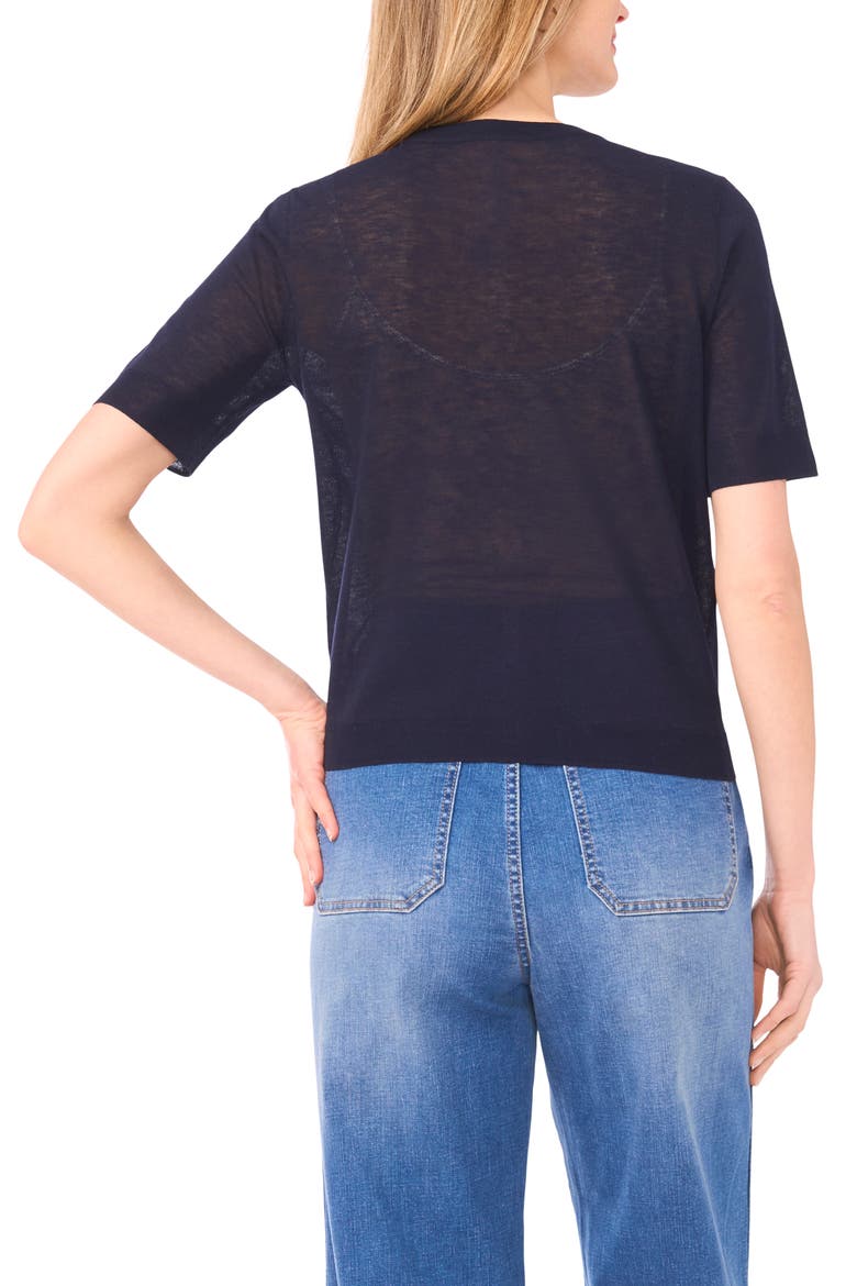Sheer Short Sleeve Cardigan, Alternate, color, CLASSIC NAVY