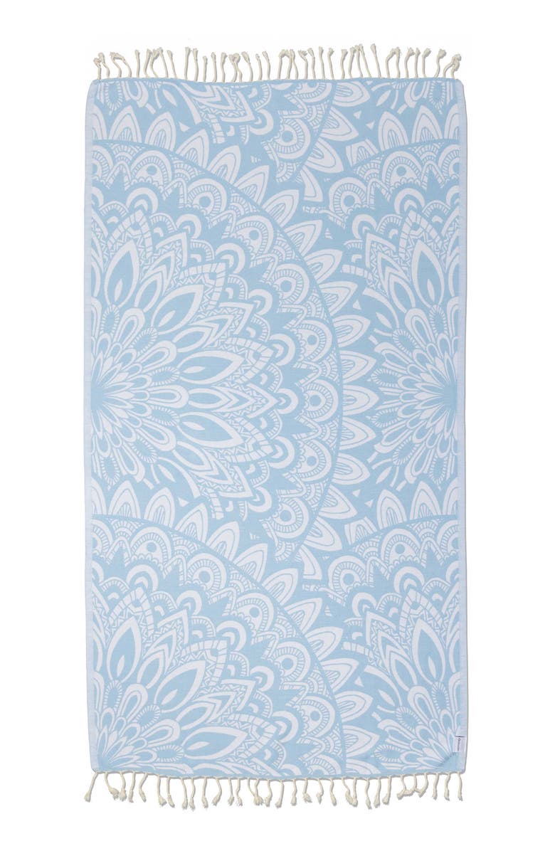 InfuseZen Mandala Organic Turkish Towel, Main, color, Light Blue