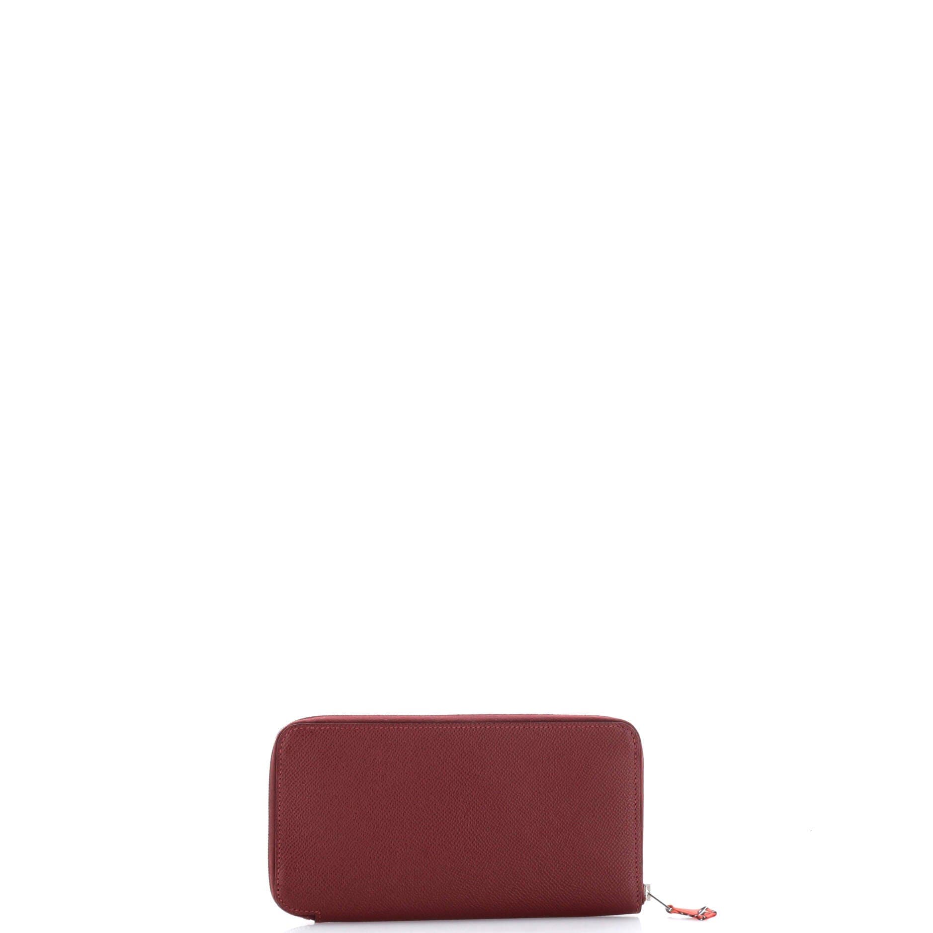 Pre-Owned Hermes Azap Zip Around Wallet Silk'in Epsom Long, Alternate, color, Rouge H