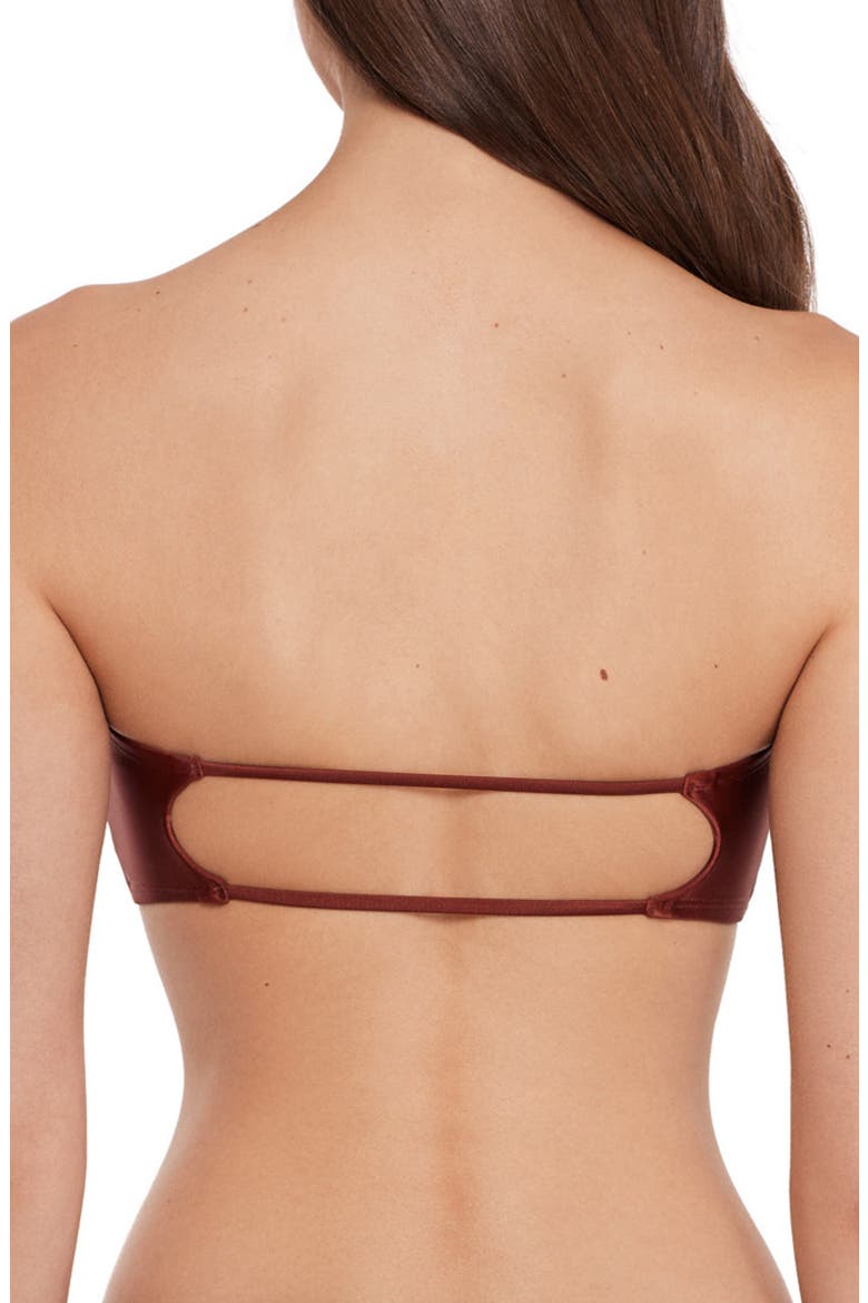 Beaded Cutout Strapless Bikini Top, Alternate, color, OAK BROWN