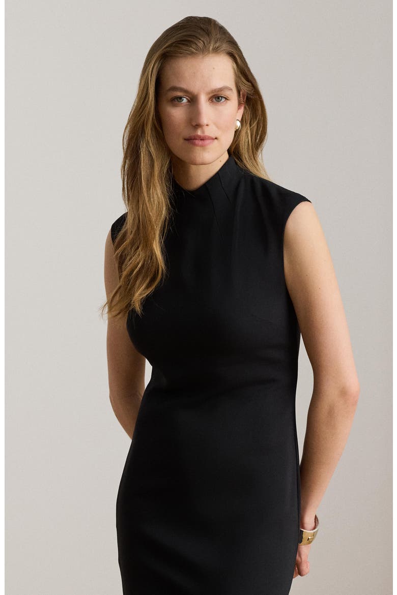 Stretch Cady Cocktail Dress, Alternate, color, BLACK