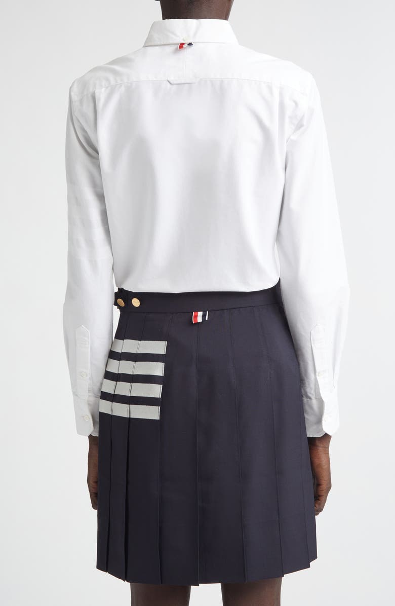 Thom Browne Classic Point Collar Long Sleeve Cotton Blouse, Alternate, color, White