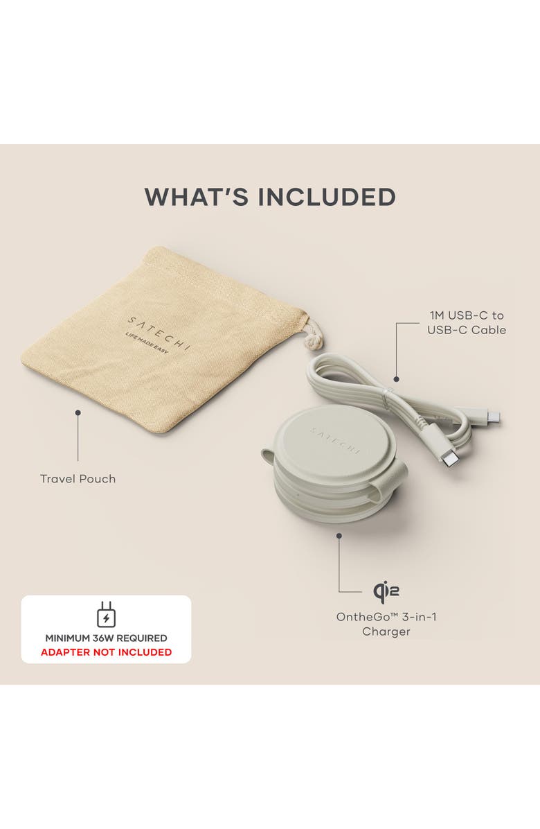 Satechi OntheGo 3 in 1 Charger, Alternate, color, Sand