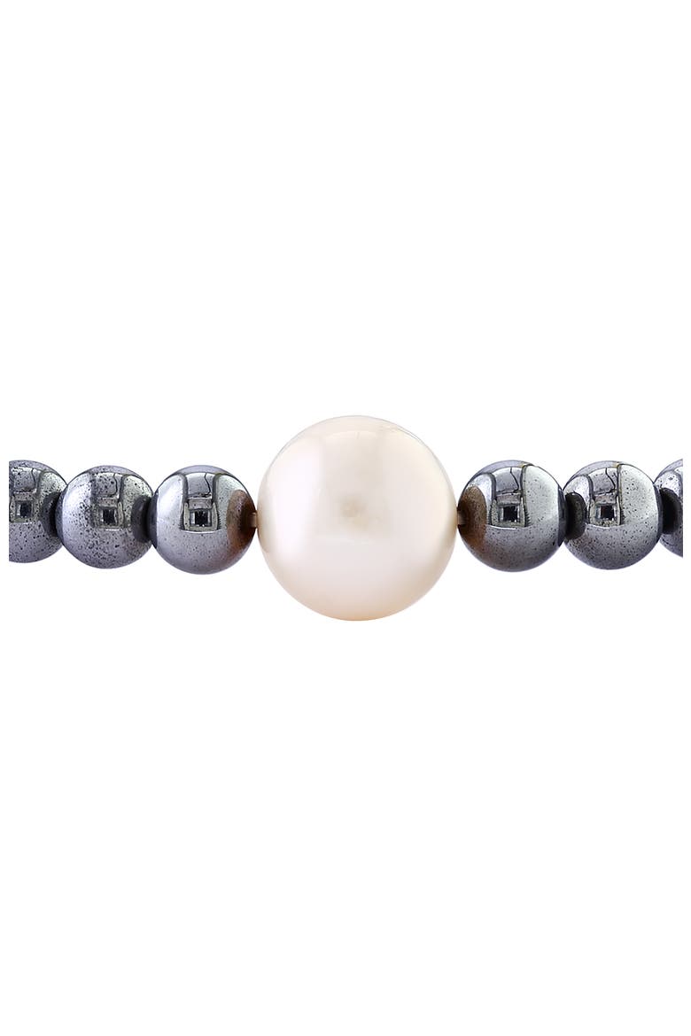 Peach Freshwater Pearl Hematite Beaded Bracelet, Alternate, color, Hematite, Pearl