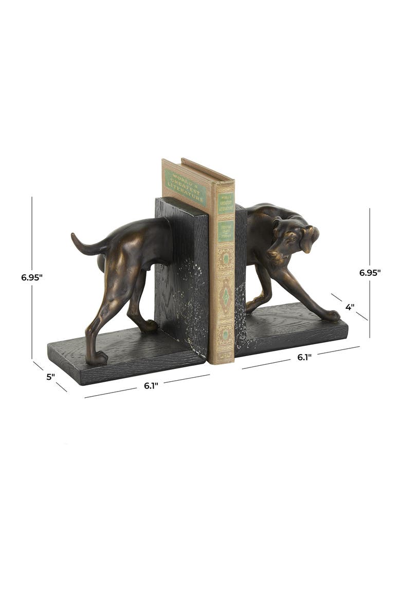Greyhound Set of 2 Polystone Bookends, Alternate, color, BLACK