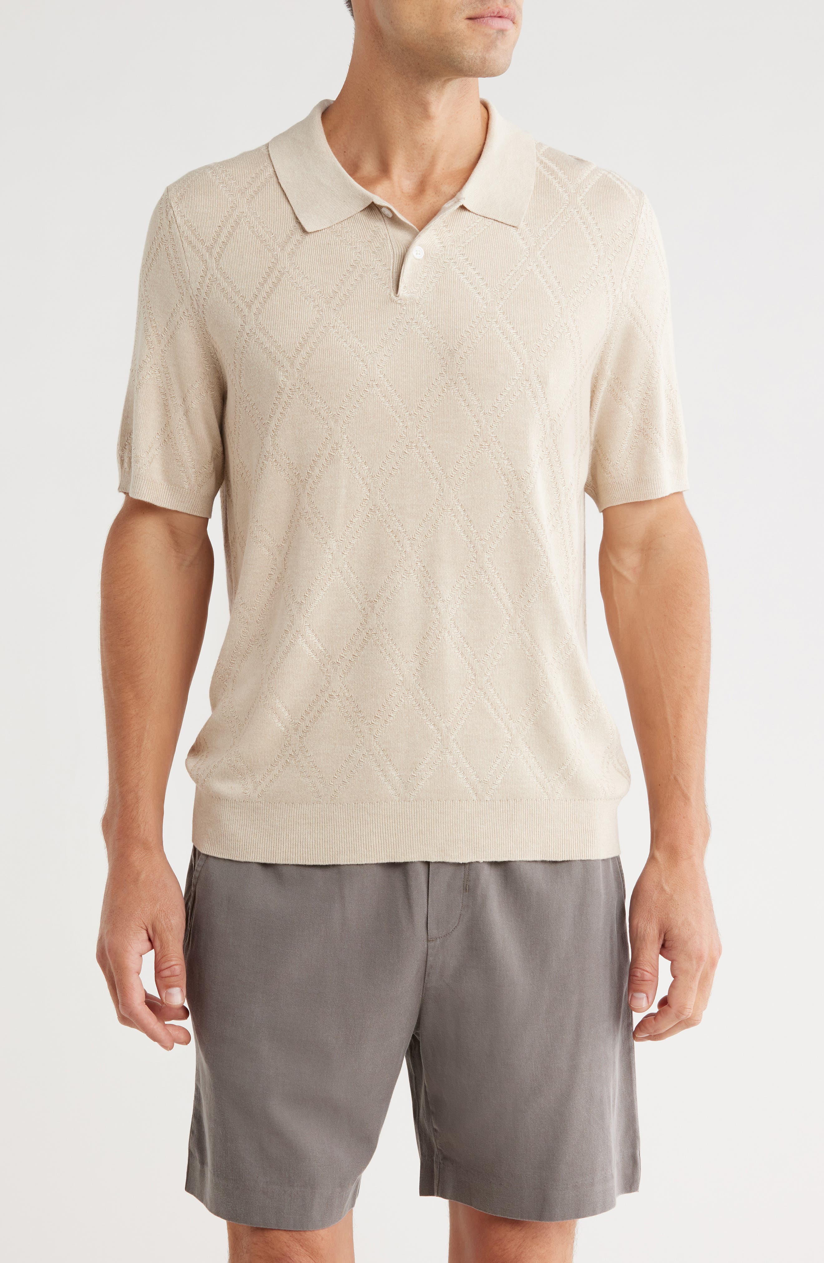 Elie Tahari Diamond Knit Polo
