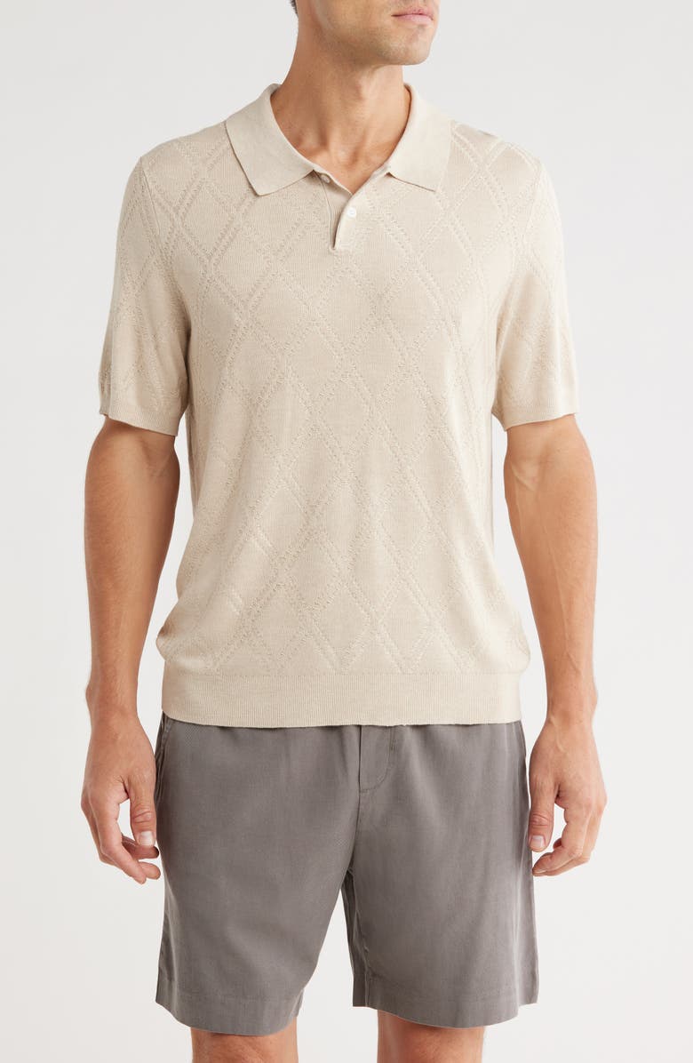 Elie Tahari Diamond Knit Polo, Main, color, Light Beige