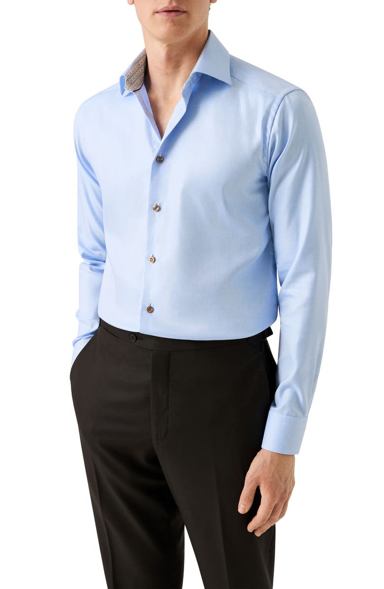 Eton Slim Fit Textured Dress Shirt, Main, color, Light Blue