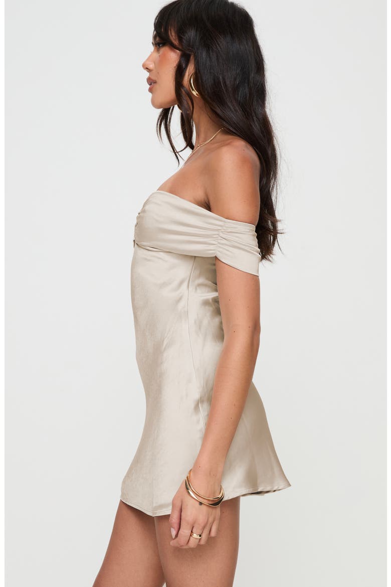 Sadee Off the Shoulder Satin Minidress, Alternate, color, LIGHT PINK