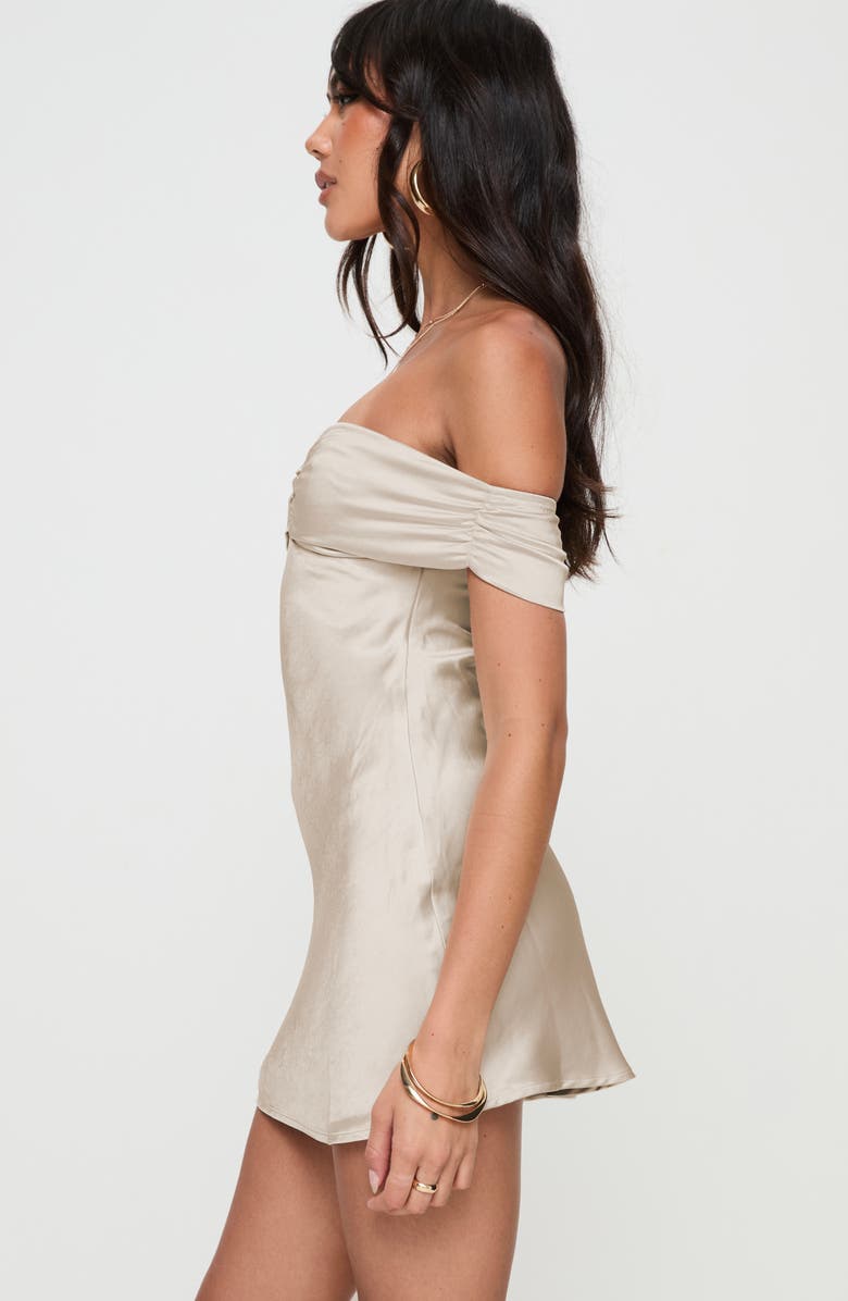 Princess Polly Sadee Off the Shoulder Satin Minidress, Alternate, color, Light Pink