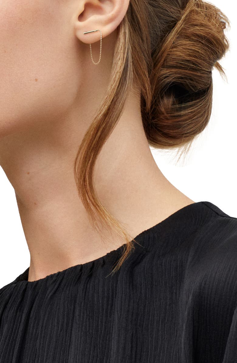 Frankie & Zoe Bead Chain Front/Back Earrings, Alternate, color, Yellow Gold