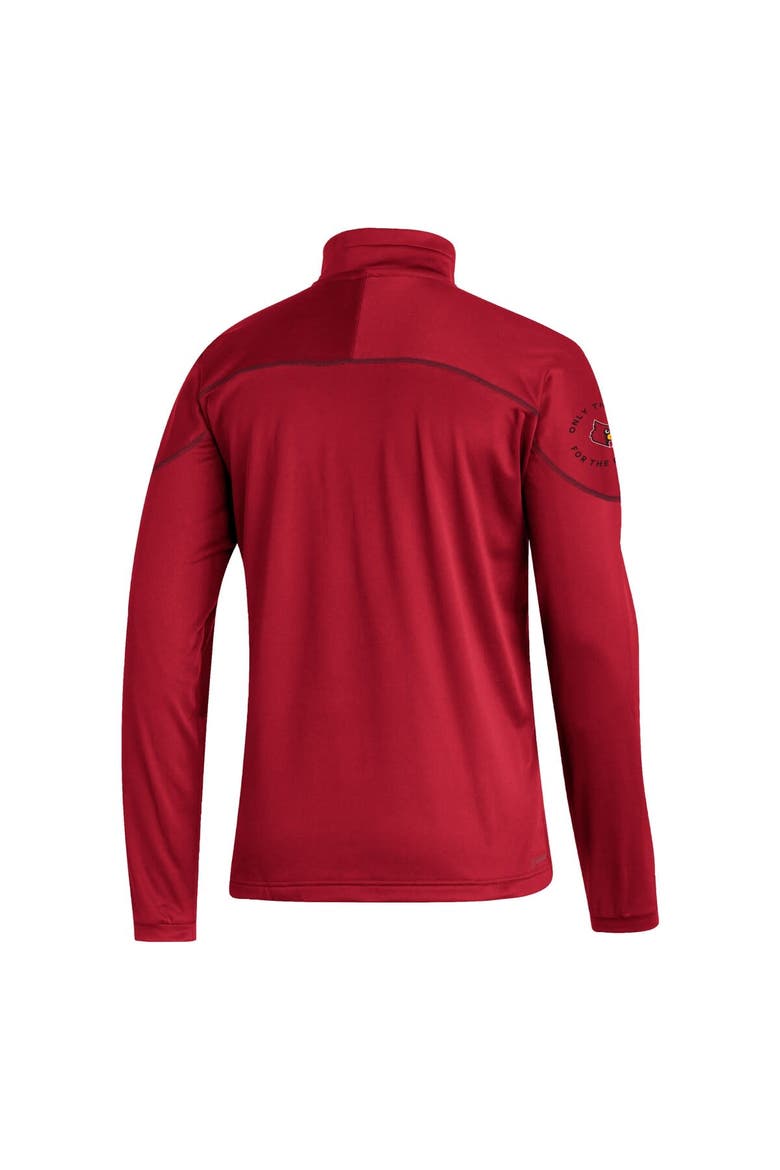 Men's adidas Red Louisville Cardinals AEROREADY Knit Quarter-Snap Jacket, Alternate, color, Red