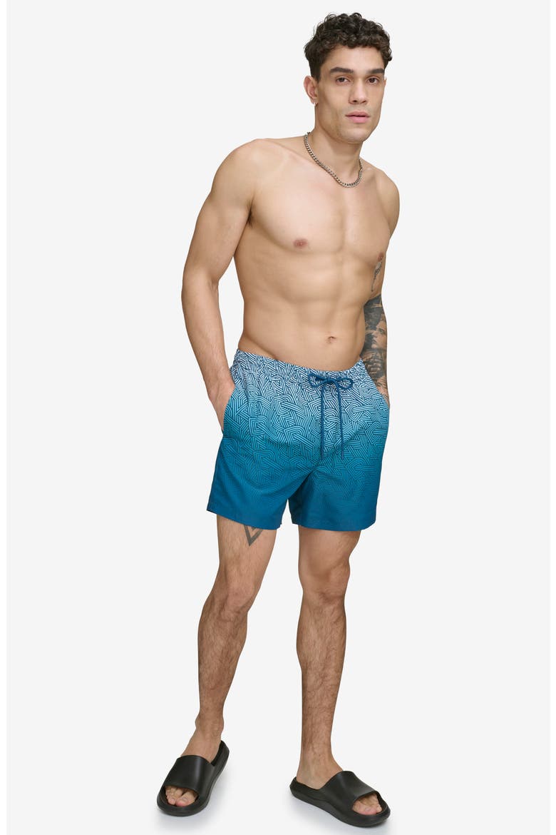 Ombré Crosswalk Swim Trunks, Alternate, color, POSEIDON