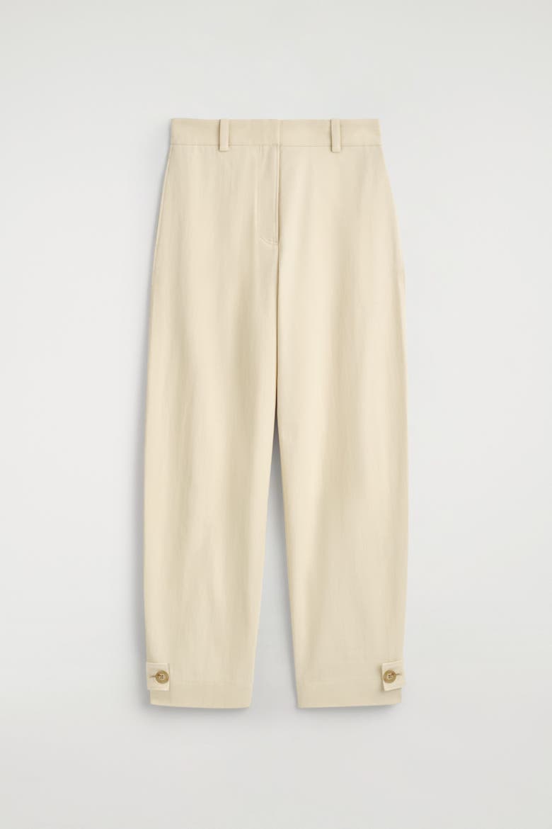 Barrel-Leg Cotton Utility Pants, Alternate, color, LIGHT BEIGE