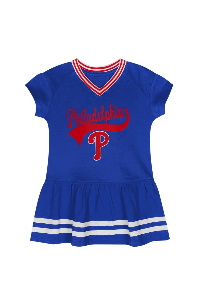 Outerstuff Girls Toddler Fanatics Branded Royal Philadelphia Phillies Sweet Catcher V-Neck Dress, Alternate, color, 