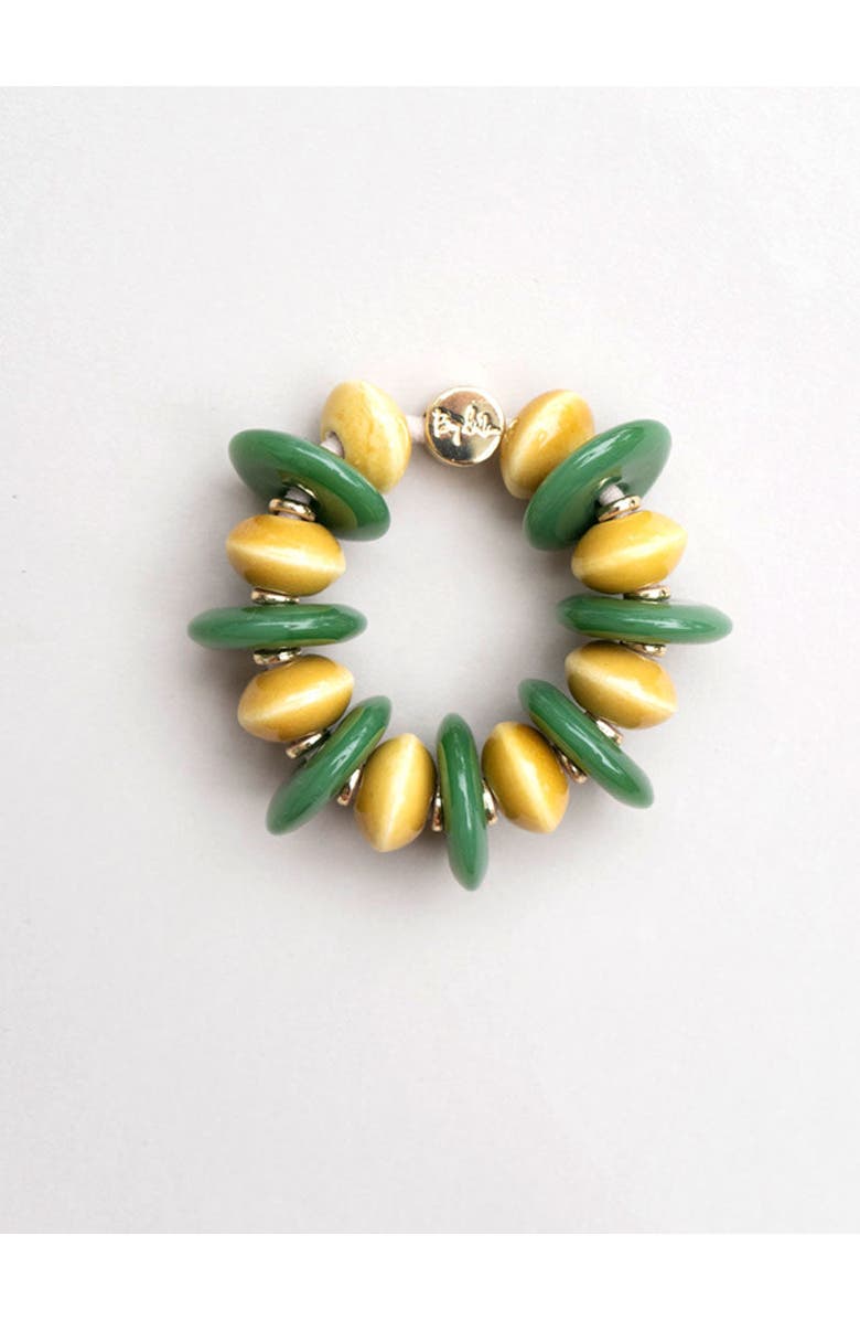 By Lilla Samba Capsule Bracelet Hair Tie, Main, color, Green And Yellow