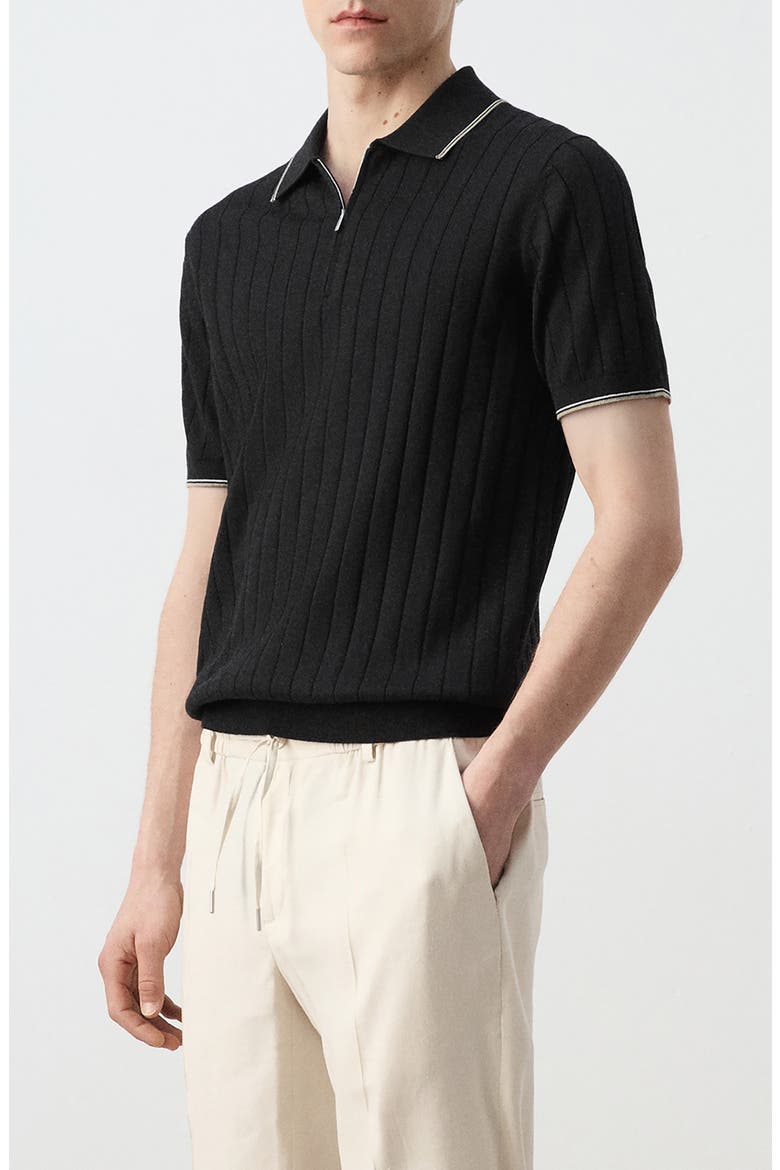 Zip Placket Polo, Alternate, color, BLACK