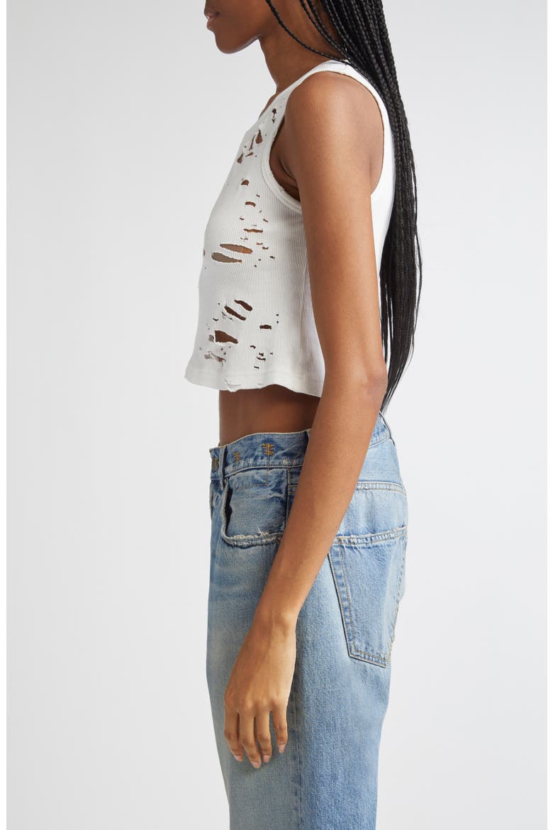 Women's Distressed Cotton Tank, Alternate, color, ECRU