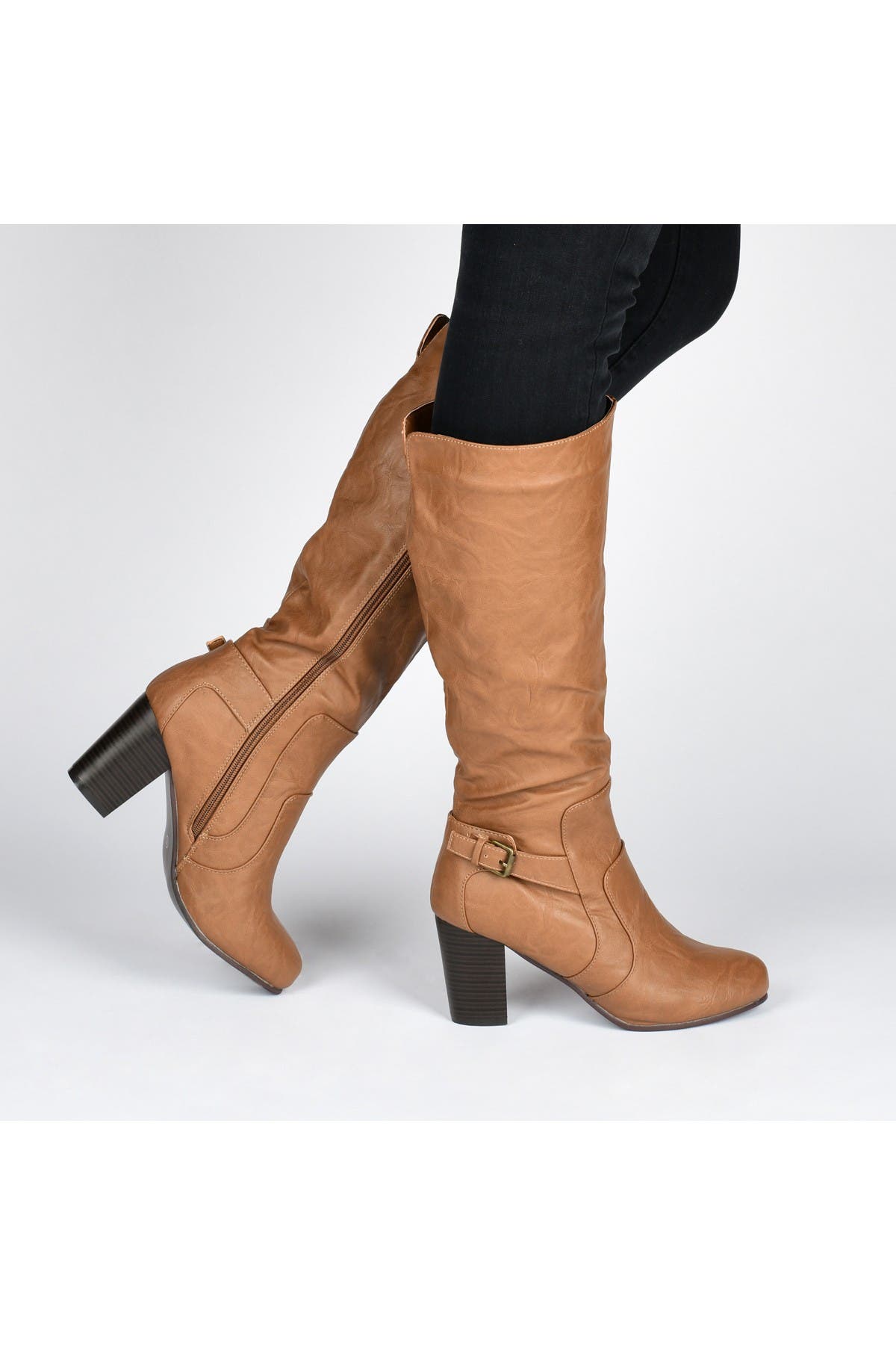 Journee Collection JOURNEE Carver Heeled Tall Boot, Alternate, color, Tan