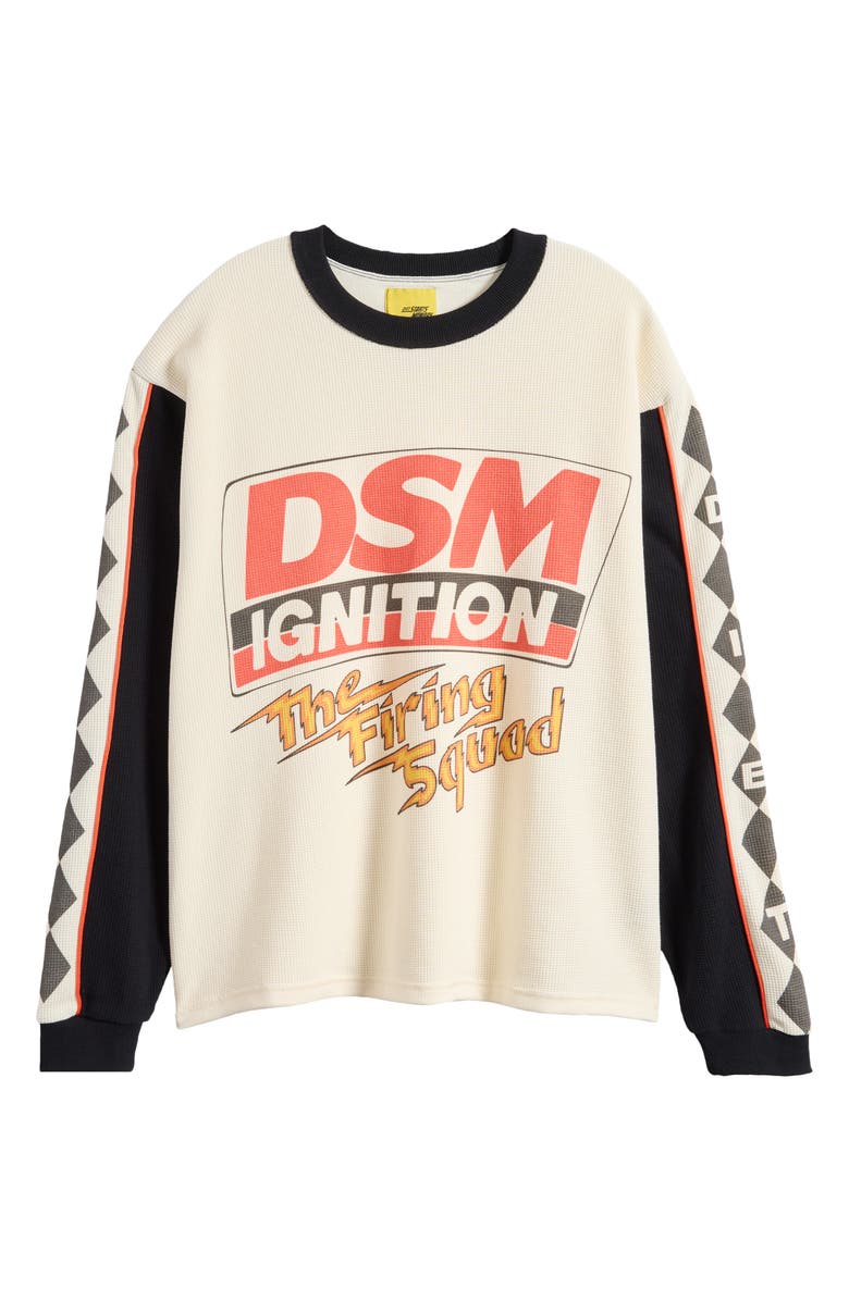 DIET STARTS MONDAY DSM Ignition Long Sleeve Waffle Graphic T-Shirt, Alternate, color, Antique White/Black